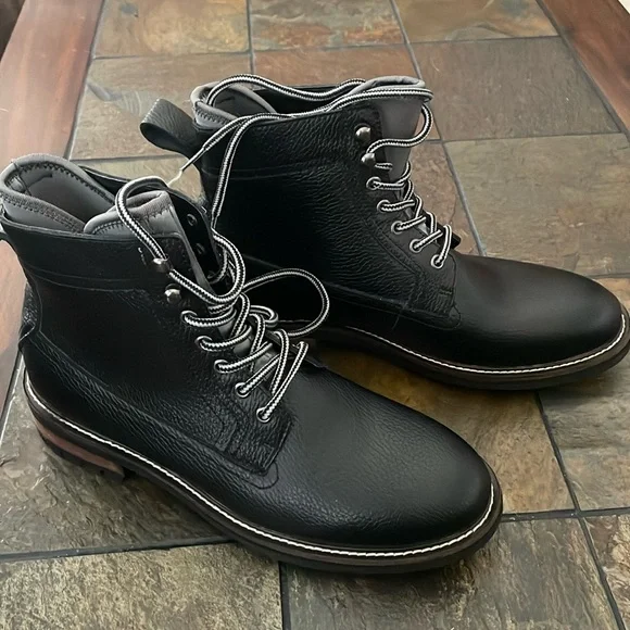 Tommy Hilfiger TMHOLLINS- Black Leather Lace Up- Jodhpur pull Casual- size 10.5 TOMMY HILFIGER CLEATED LACE-UP LTHR MIX MONO TL Black main image 4